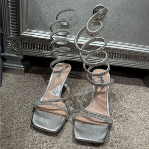 Steve Madden Silver Spiral Strap Heels